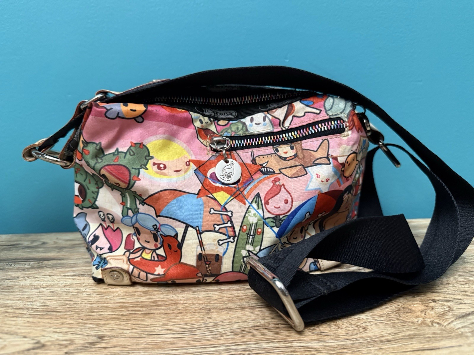 Tokidoki x LeSportsac Spiaggia Small Cleo Crossbody Bag Purse Rare Figure Charm