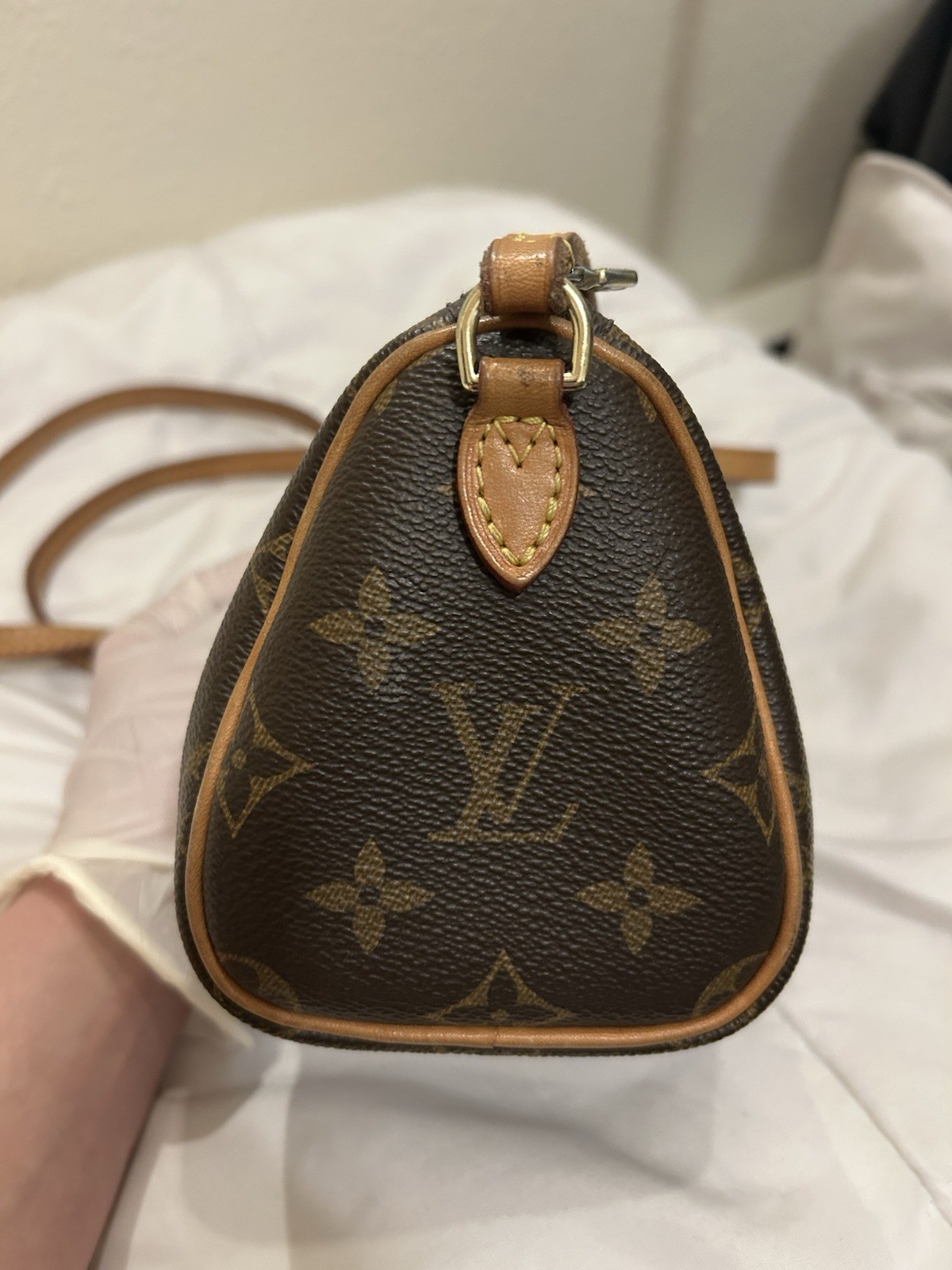Louis Vuitton Nano Speedy Monogram Leather Shoulder Bag Crossbody Handbag