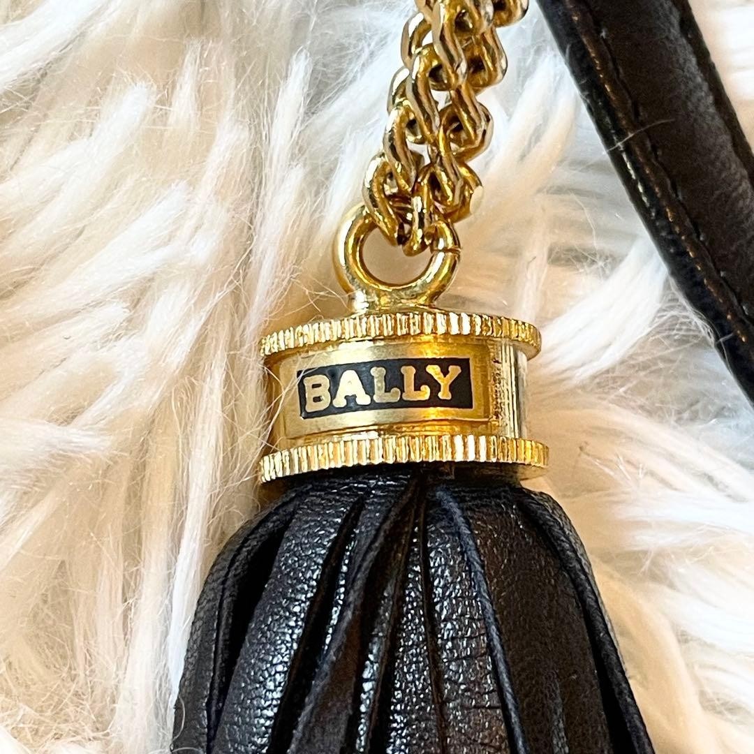 Vintage BALLY Y2K Black Woven Quilted Leather Tassel Chain Shoulder Bag Italy