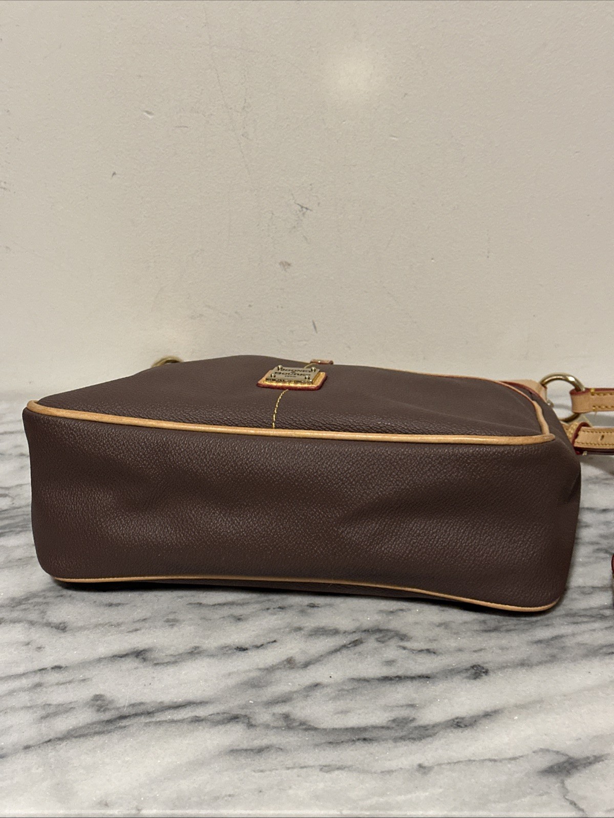 Dooney & Bourke Pebble Grain Kimberly Crossbody Bag Brown With British Tan Trim
