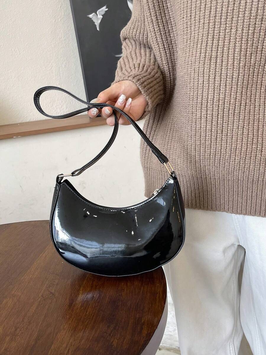 Star Cutout Baguette Bag Small PU Leather Shoulder Purse Women Casual Chain