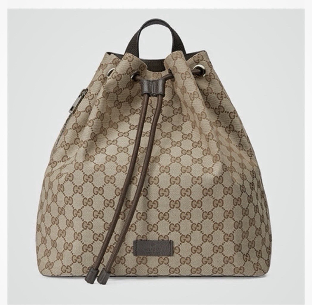 Rare FindGUCCI RUCKSACK BACKPACK CANVASLEATHER BEIGE BROWN USED & DUST BAG & CoA