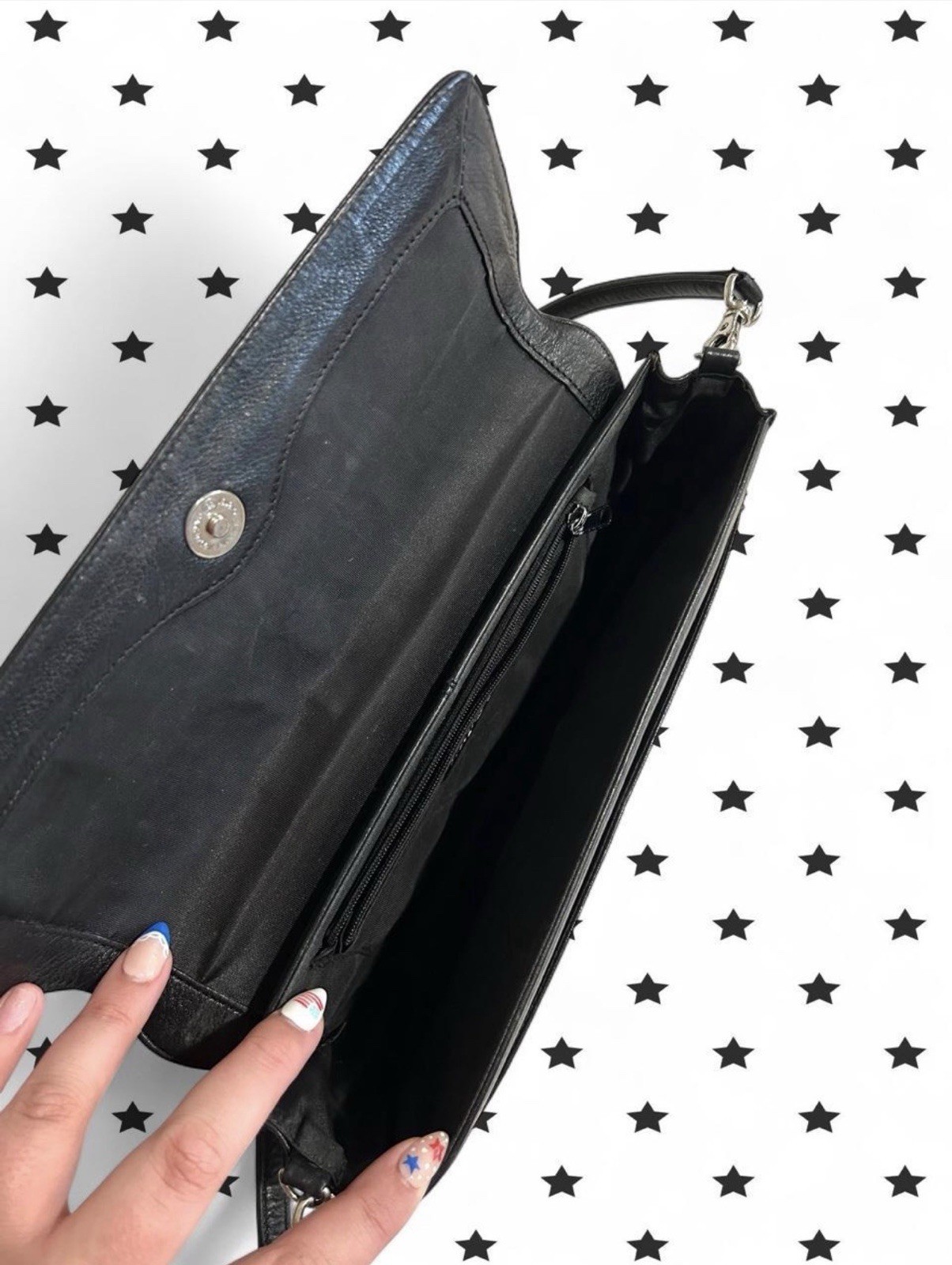 Preston & York Black Envelope Style Shoulder Bag