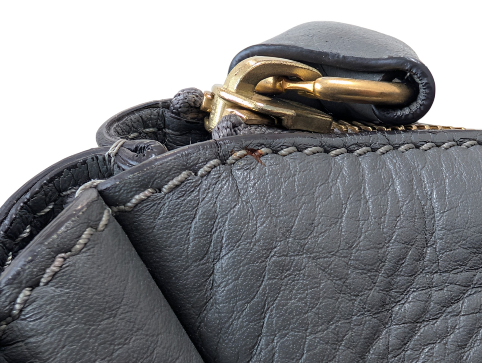 Chloe Marcie Shoulder Hand Bag Leather Gray