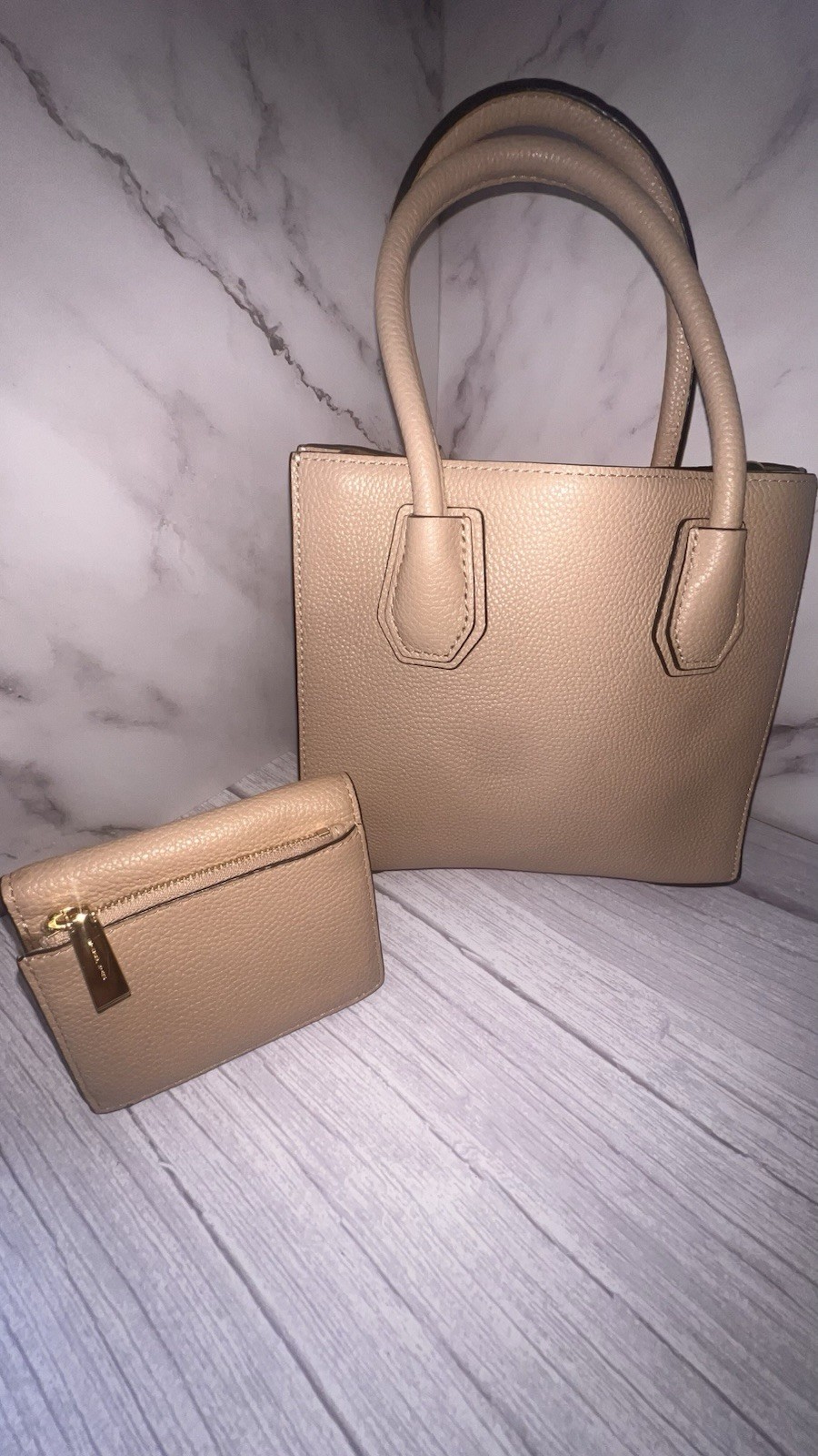 Michael Kors Oyster Mercer Small Crossbody Bag + Matching Wallet