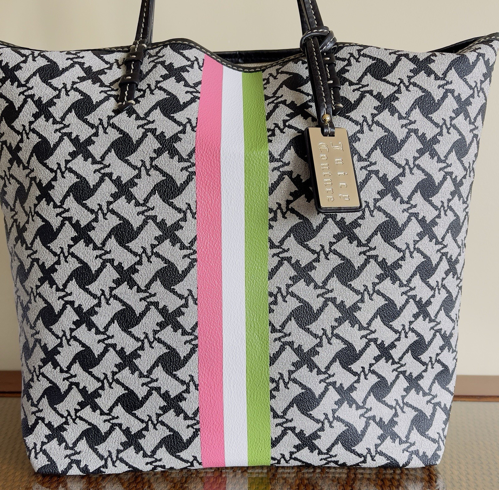 Vintage Juicy Couture Scottie Dog Print Tote Bag Coated Canvas Match Wristlet