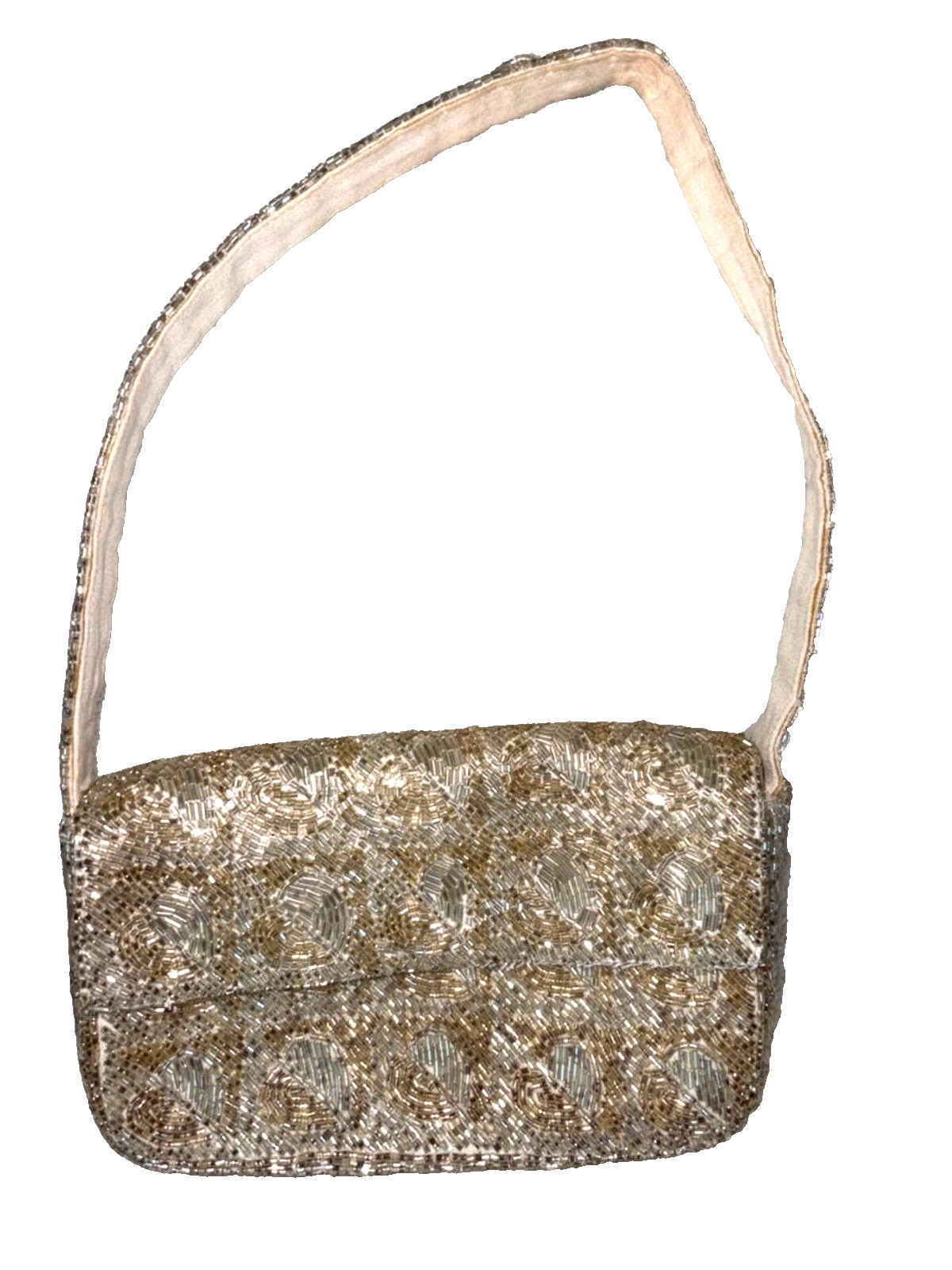 Anthropologie Fiona Beaded Gold Heart Shoulder Bag Clutch Evening Wedding