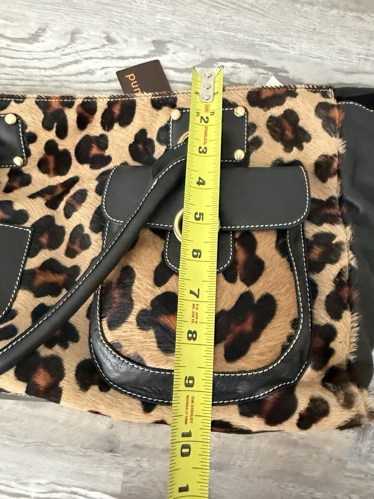 Puntotres Barcelona Genuine Leather Leopard Print Handbag Made in Spain