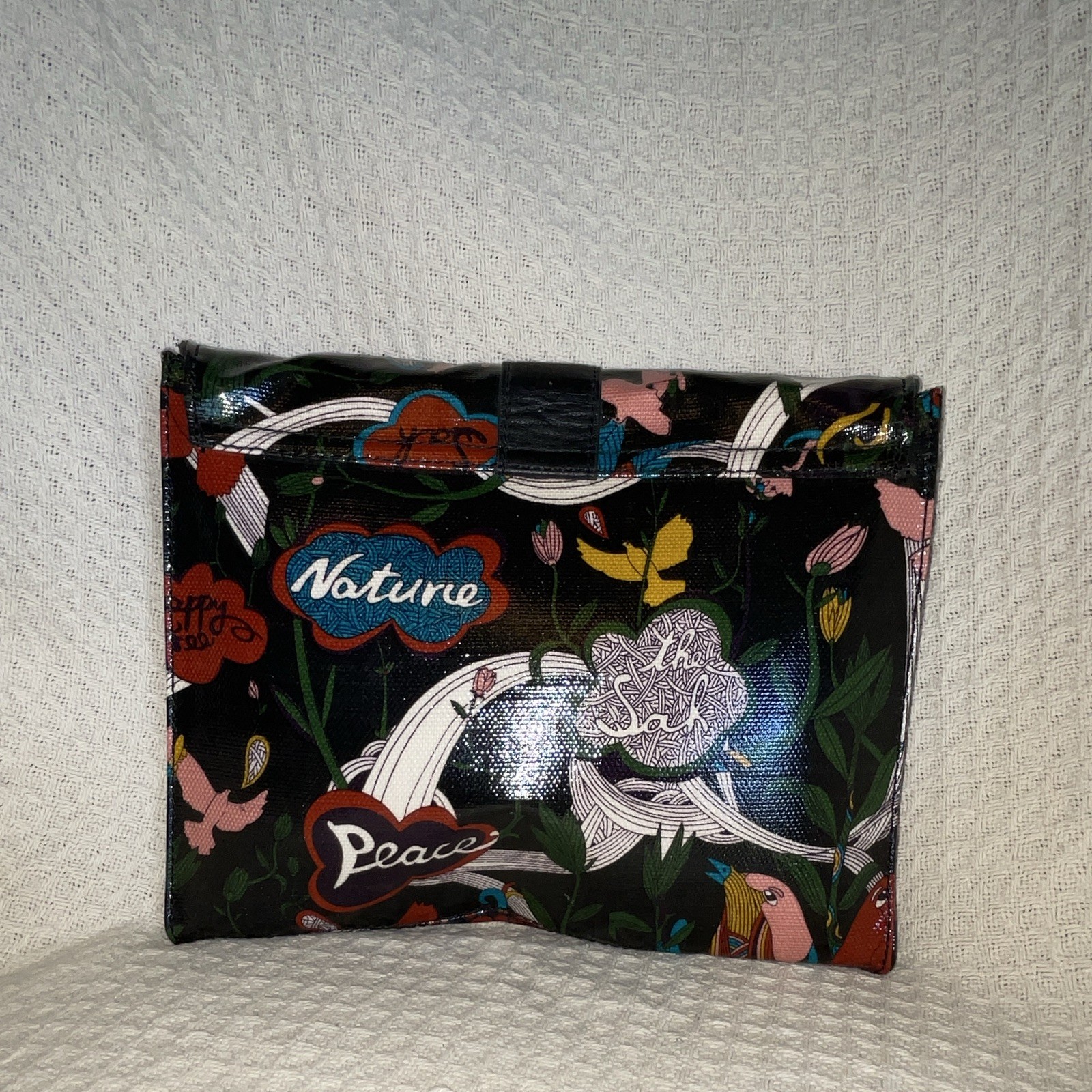 Sakroots Multicolor Coated Floral Bird Nature Small Clutch Magnetic Closure