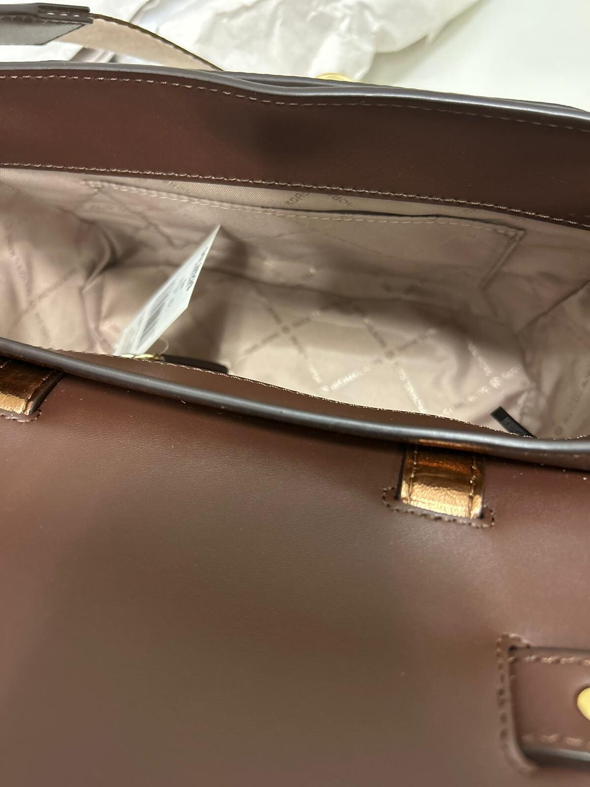 Michael Kors Manhattan Medium Satchel Crossbody Bag Shoulder Handbag Purse Mocha