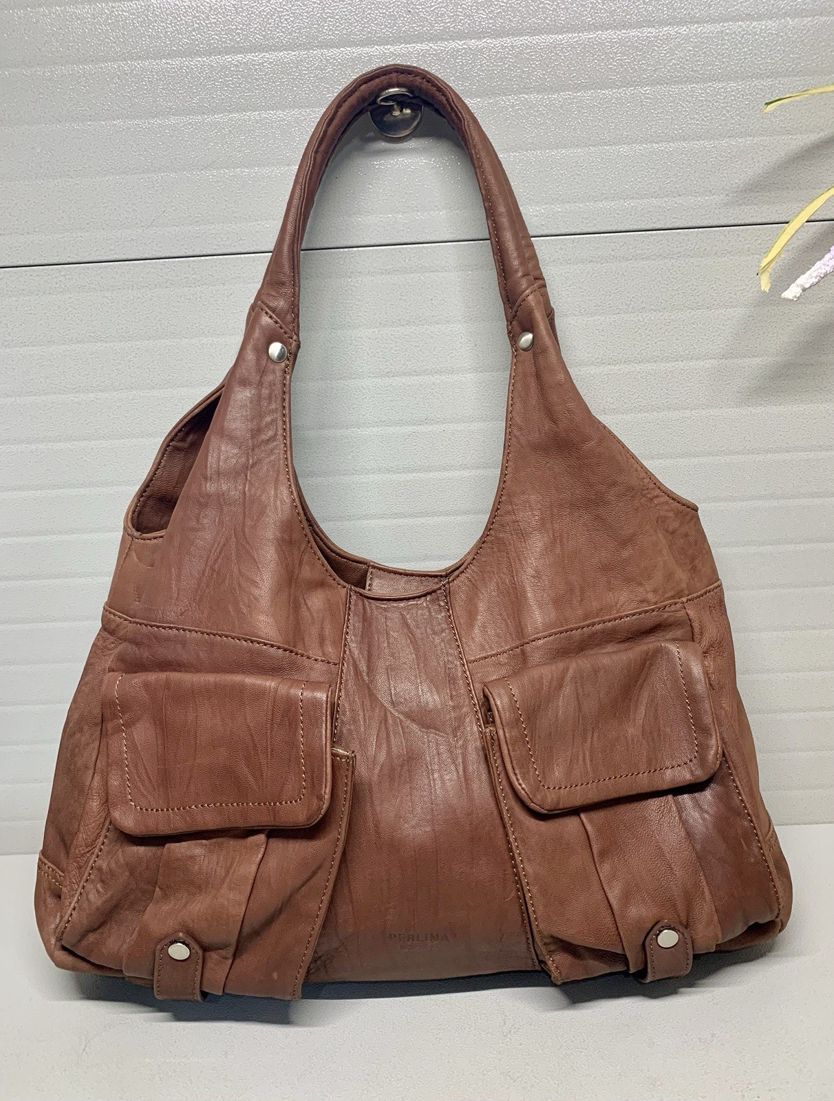 Perlina Erin Soft Leather Hobo Bag Antique Brown Size Medium-EXCELLENT CONDTN!
