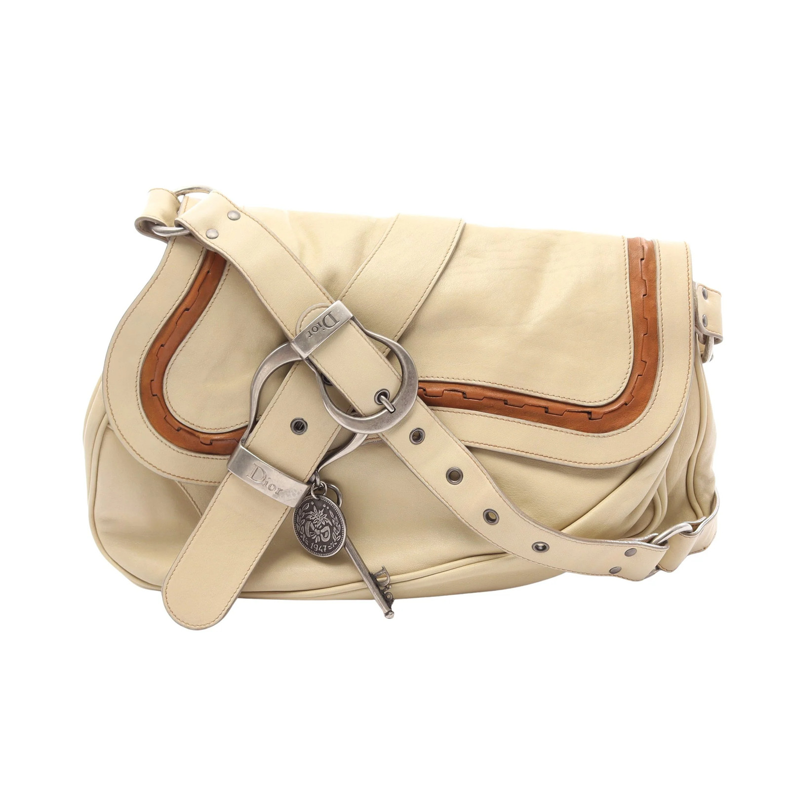 Christian Dior Shoulder Bag Beige Leather #RCB6933