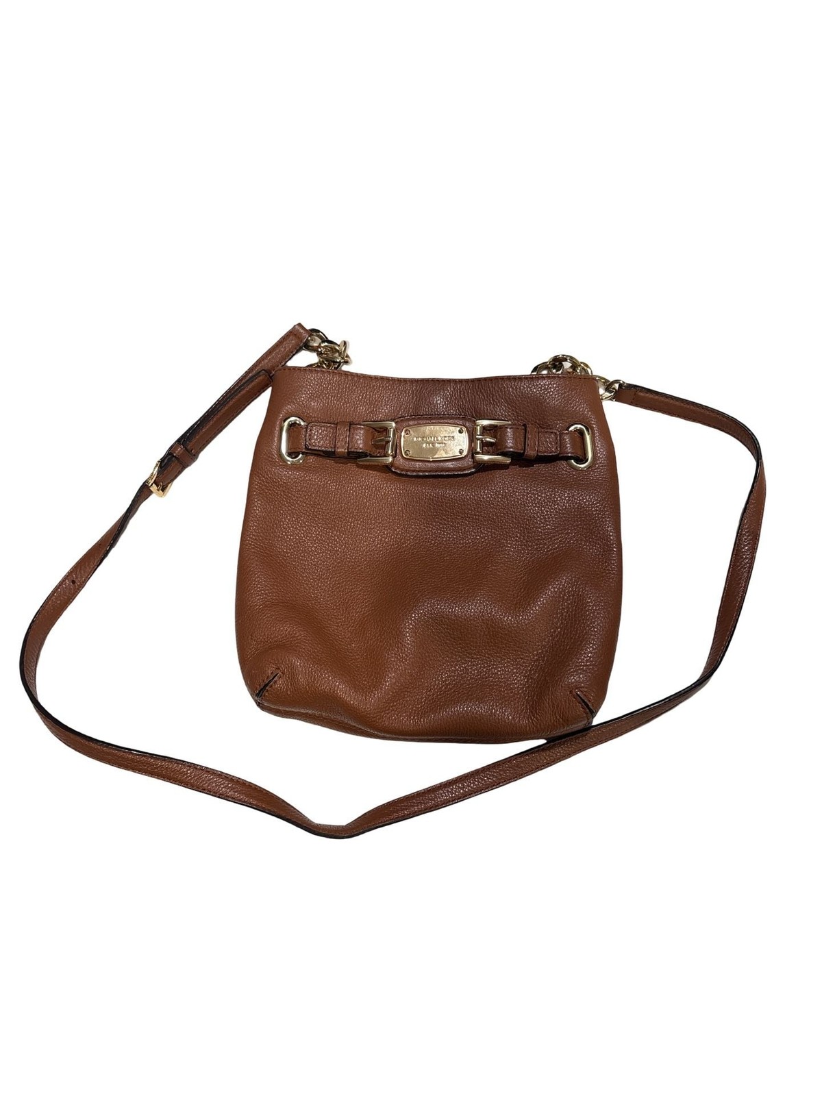 Michael Kors Brown Leather Crossbody Bag Gold Hardware Adjustable Strap Purse