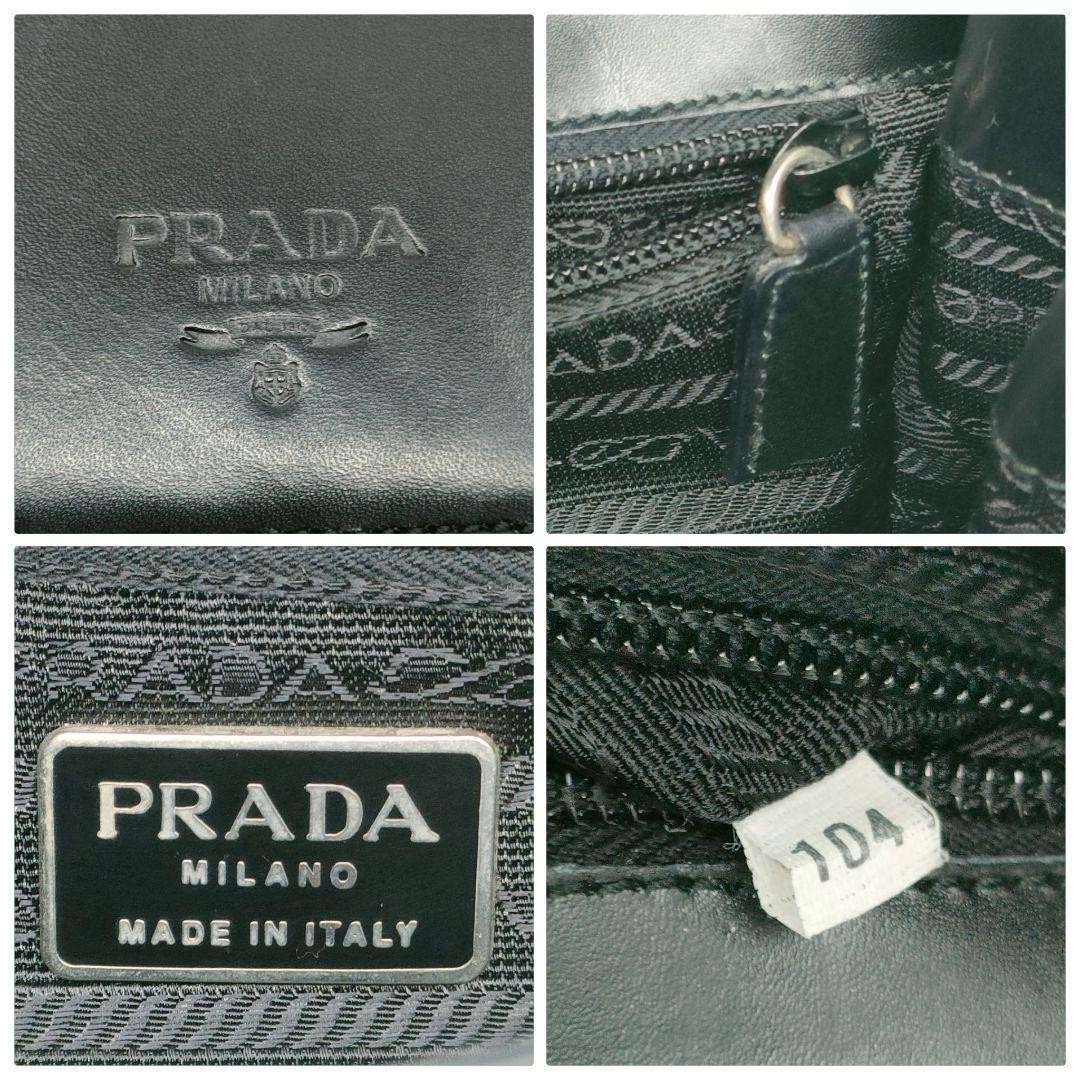 PRADA Vitello Sport Nero Shoulder Bag Black Leather Made in Italy Used