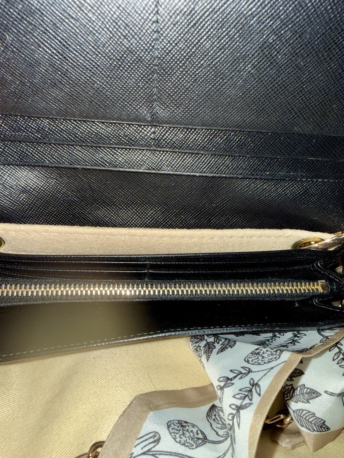 Prada Black White removable Chain Strap Shoulder wallet with Scarf Accent