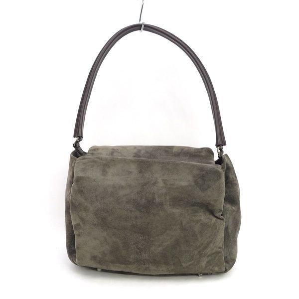 Auth Brunello Cucinelli Gray Suede Leather One Shoulder Bag Italy Made Used