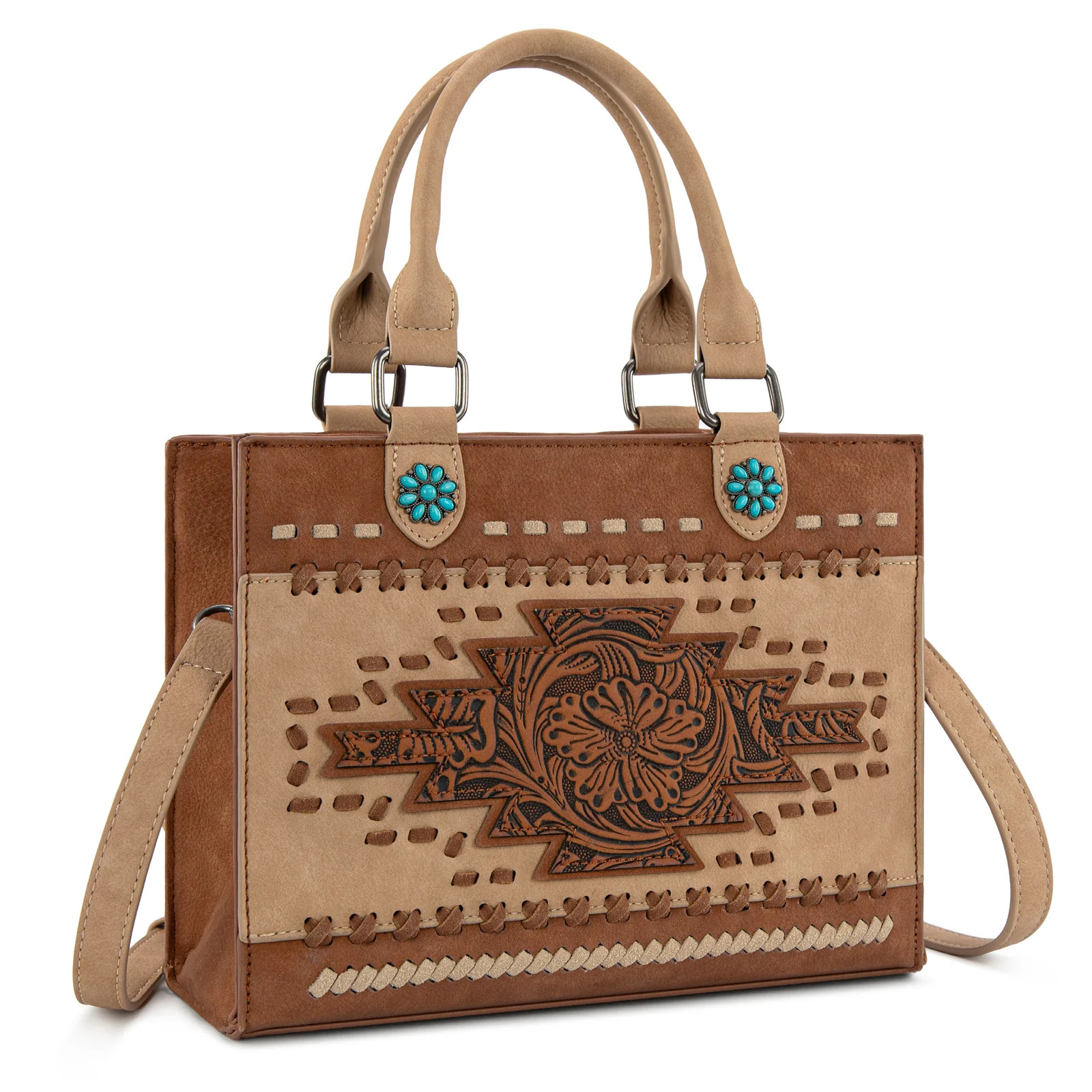 Montana West Western Tooled Aztec Tote/ Crossbody