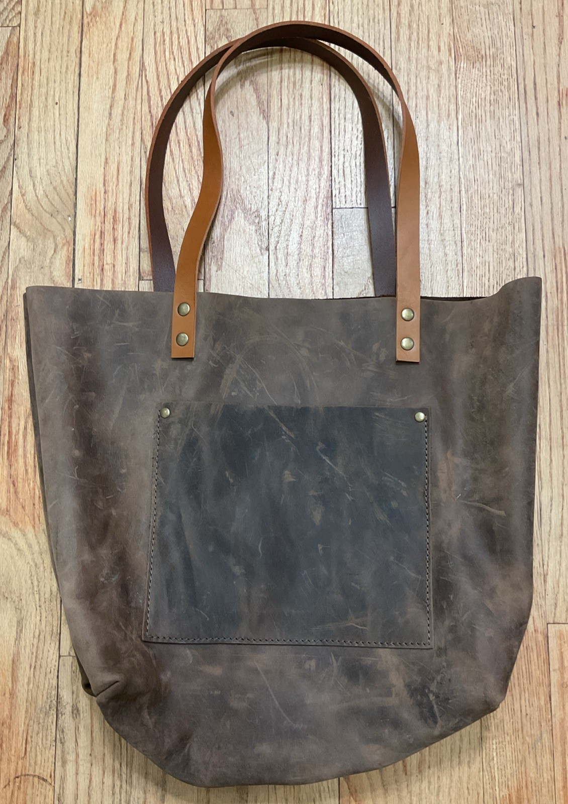 Unbranded Portland Leather Goods Style Tote Bag Purse Double-Strap Distressed