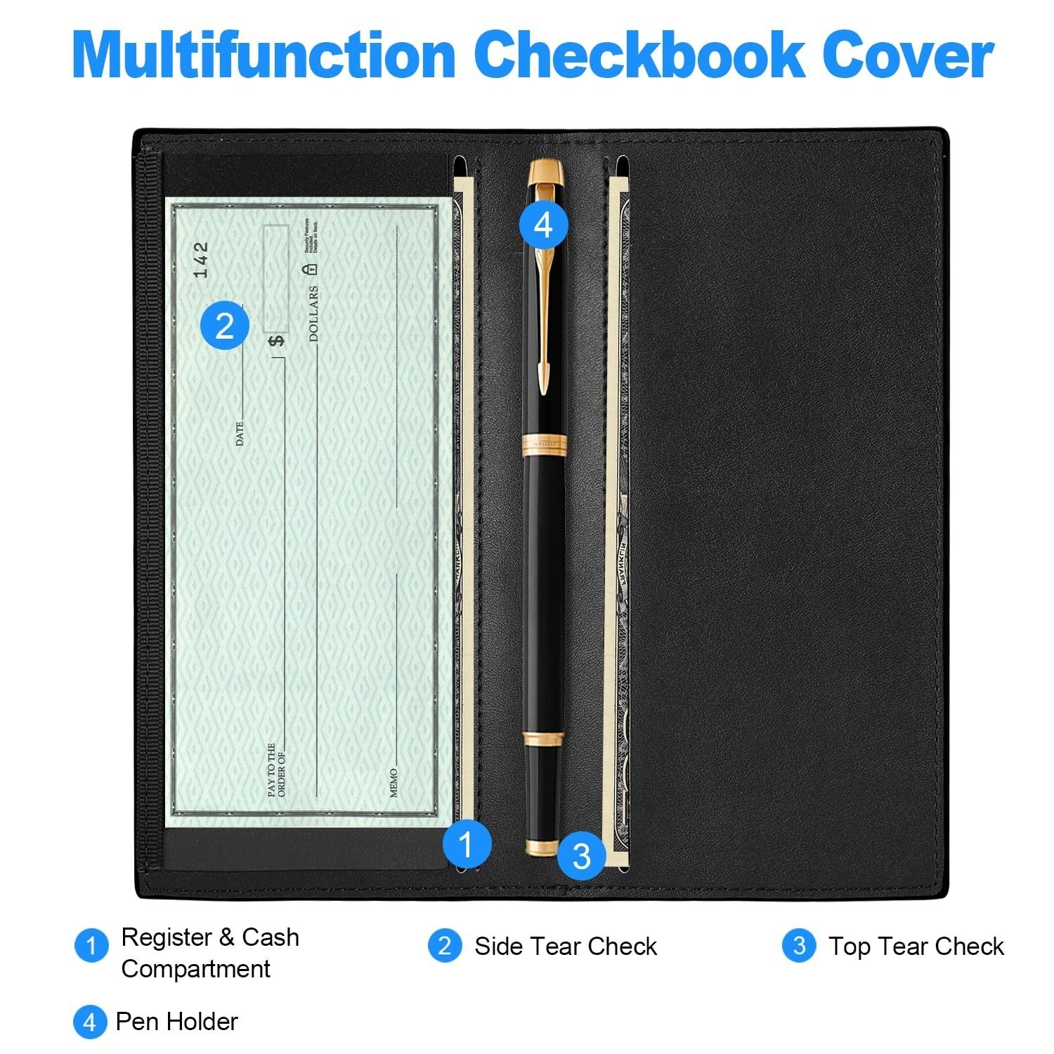 CASMONAL Checkbook Cover Wallet for Women & Men – Premium Leather