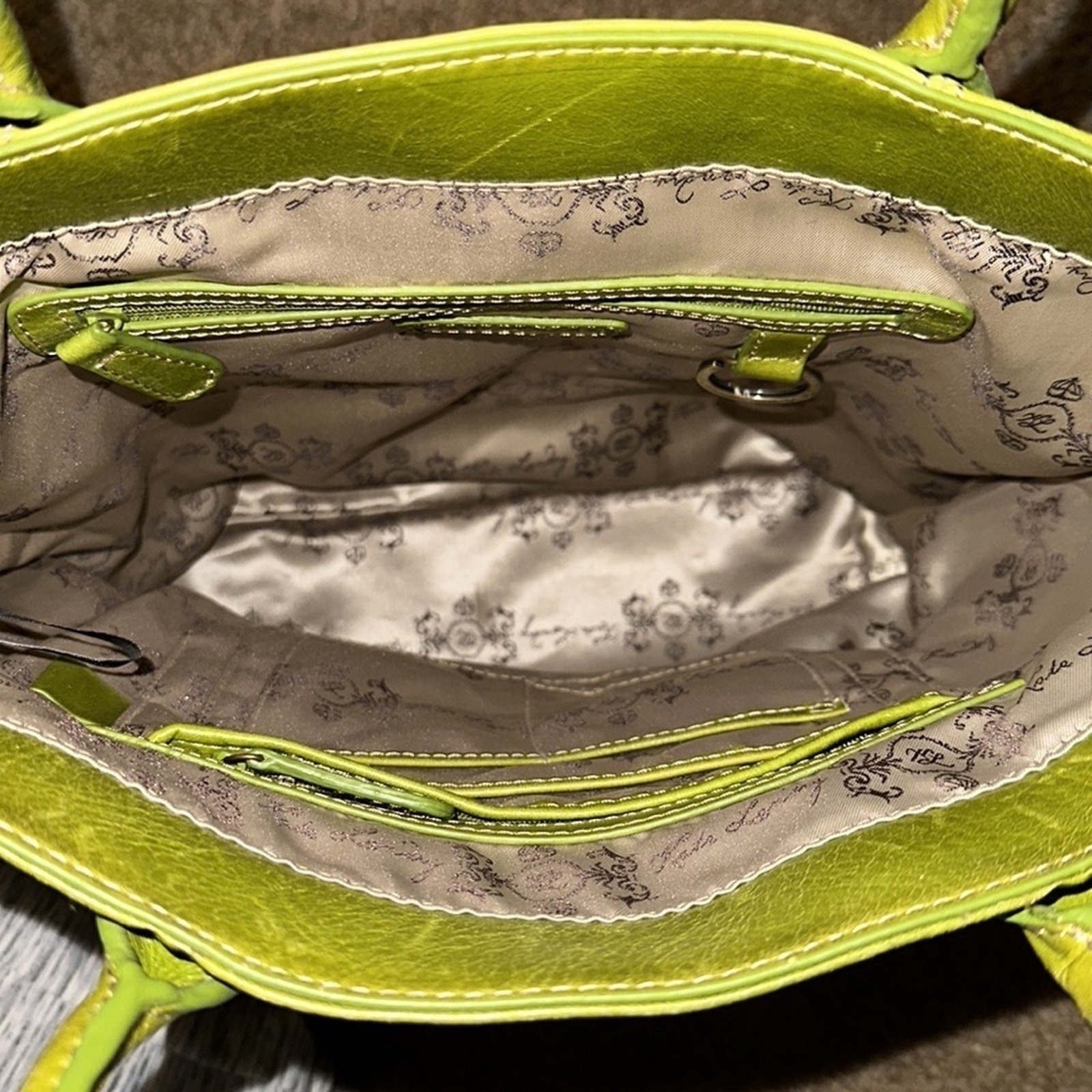 Lime Green and Tan Woven Purse by Kate Landry