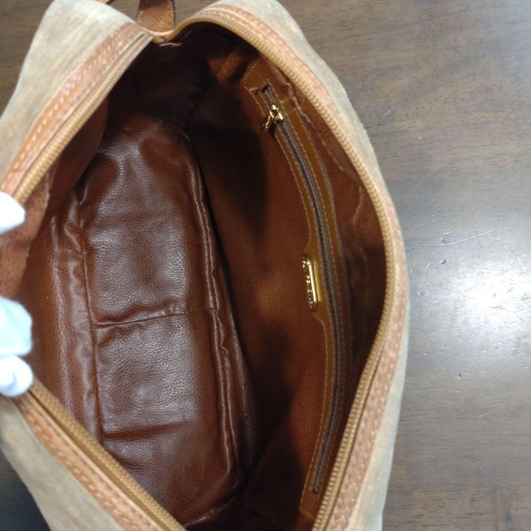 Authentic Fendi Vintage Janus Shoulder Bag 1980s Leather Beige Brown Damaged