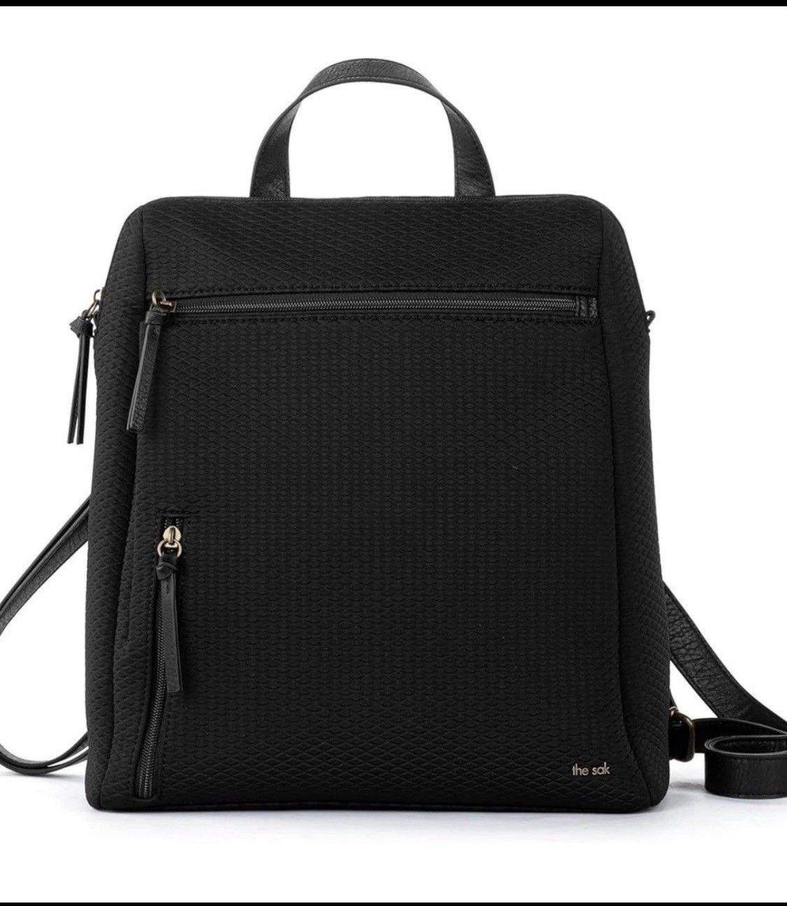 The Sak Black Textured Knit Backpack Women’s Zipper Accent Zip Closure NEW!!!