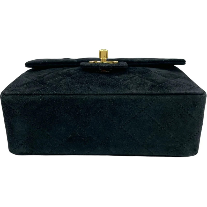 CHANEL Mini Matelassé 18 Black Suede Shoulder Bag #OKB1336
