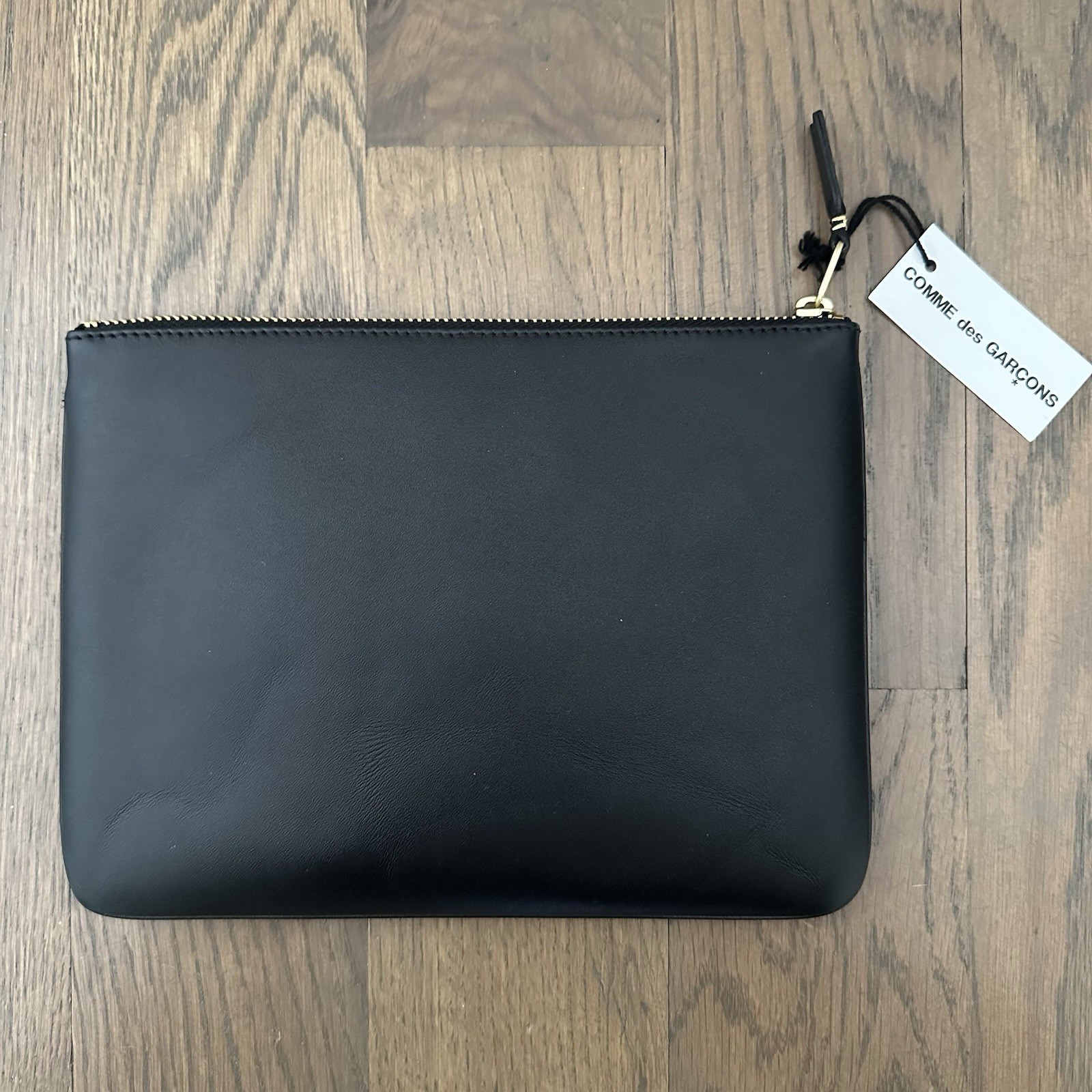 NWT Comme des Garçons SA5100 Leather Pouch 8.5″ x 6.25″ in Black and Gold