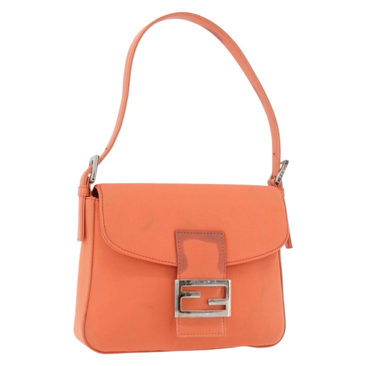 FENDI Mamma Baguette Shoulder Bag Jersey Orange Gold Auth am11272A