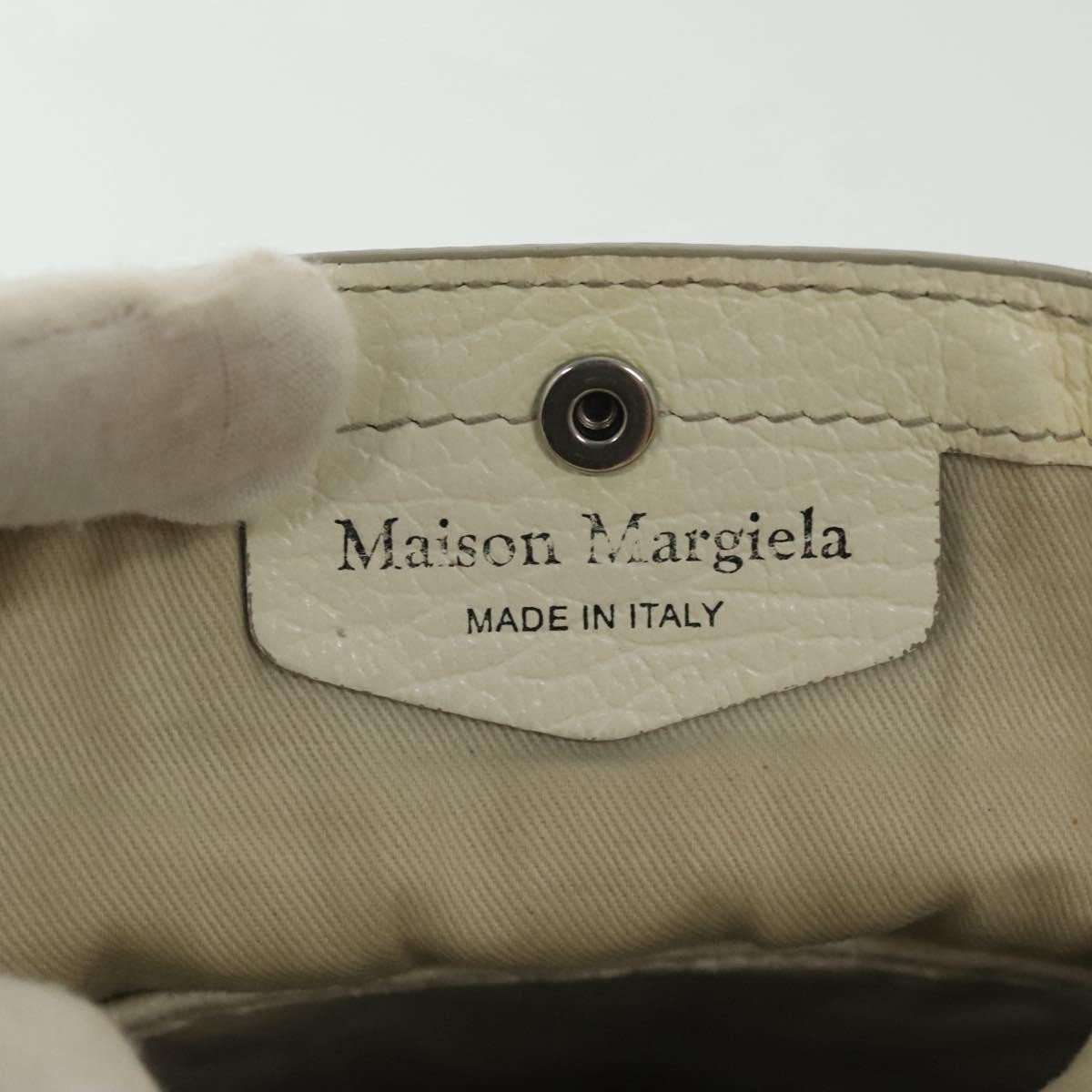 Maison Margiela 5AC mini Hand Bag Leather 2way White Silver Auth 134868