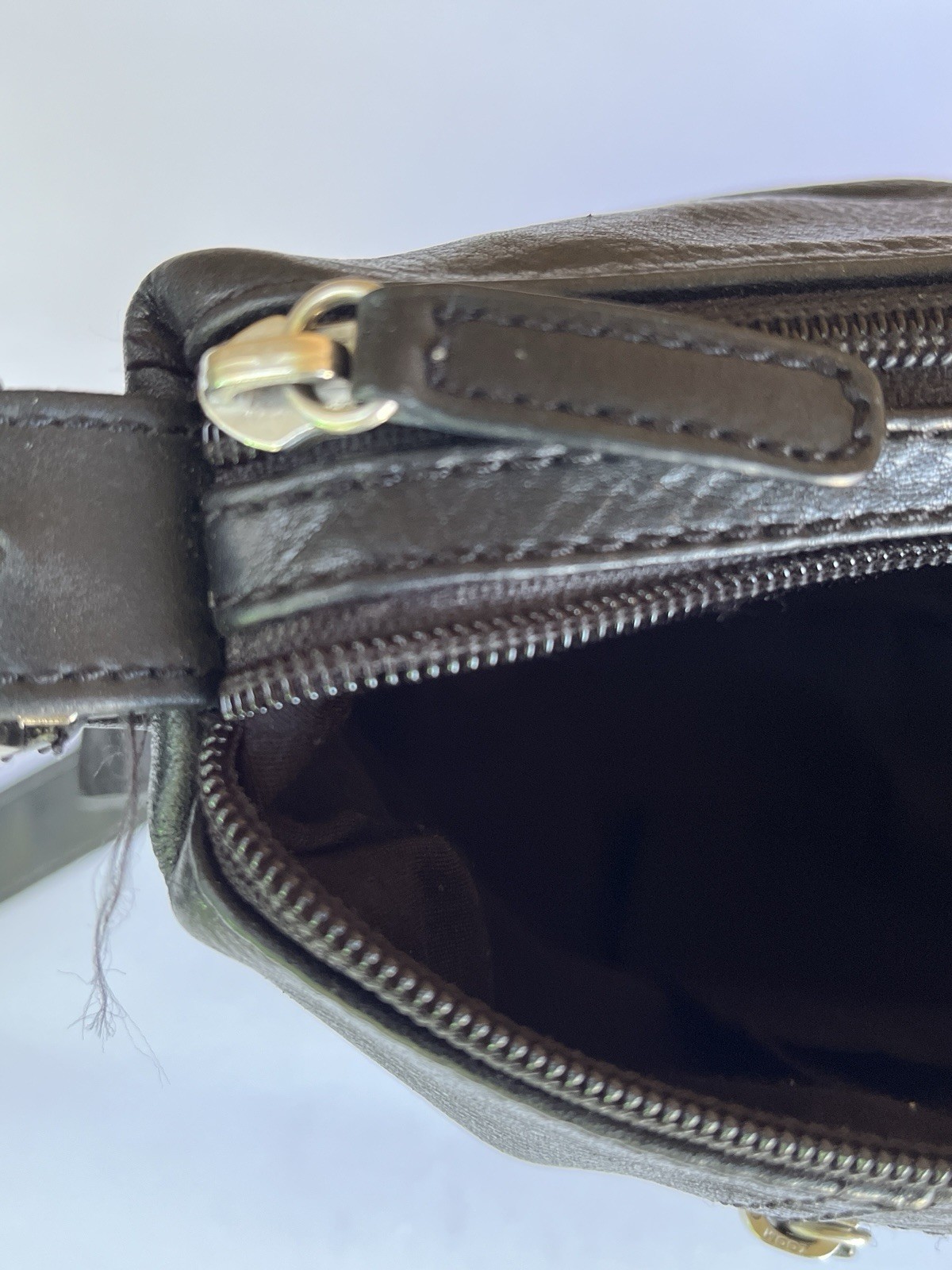 Great American Leatherworks Black Crossbody Bag Genuine Leather Multi Zip Purse