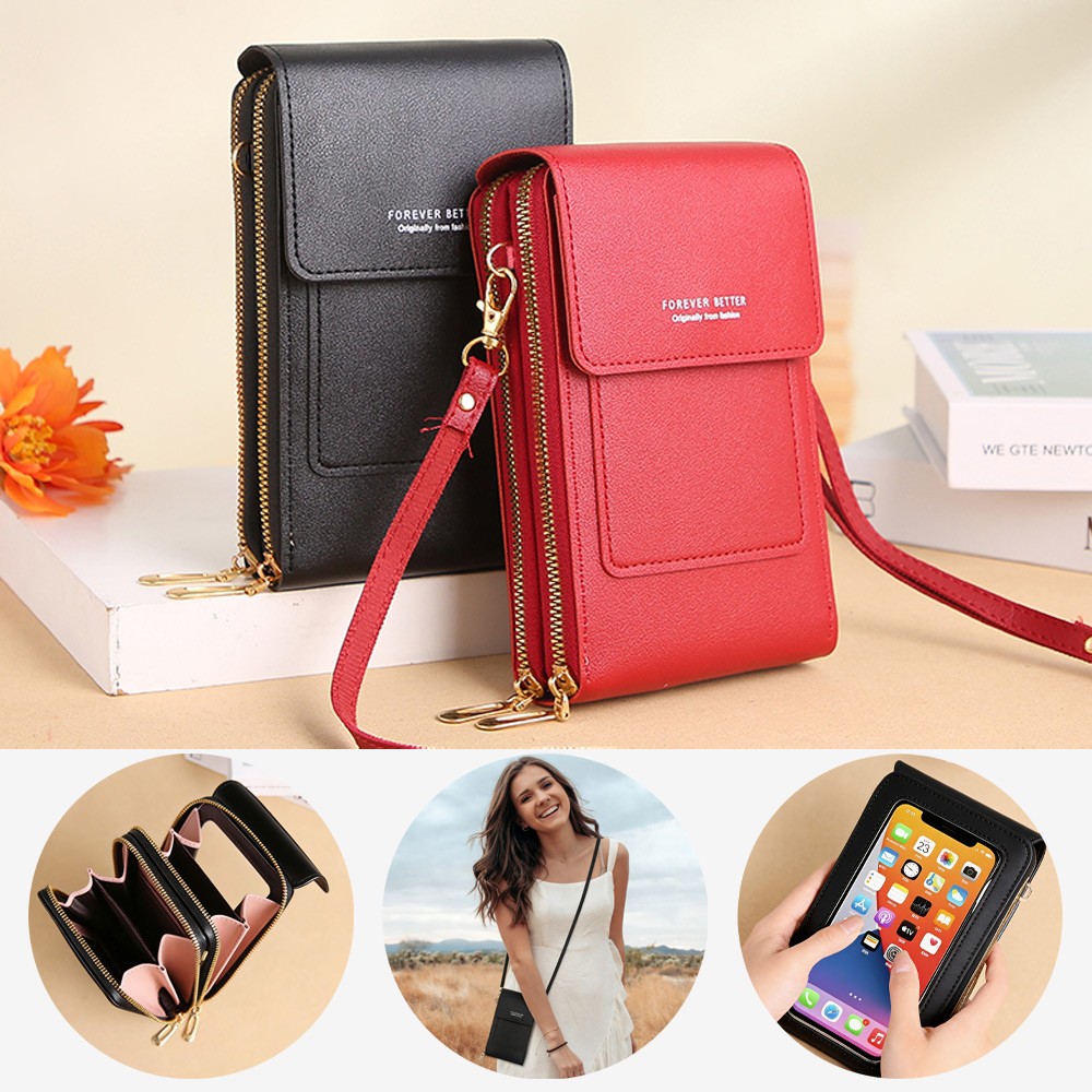 Women Touch Screen Cell Phone Bag Crossbody Shoulder Pouch Purse Wallet Key Case