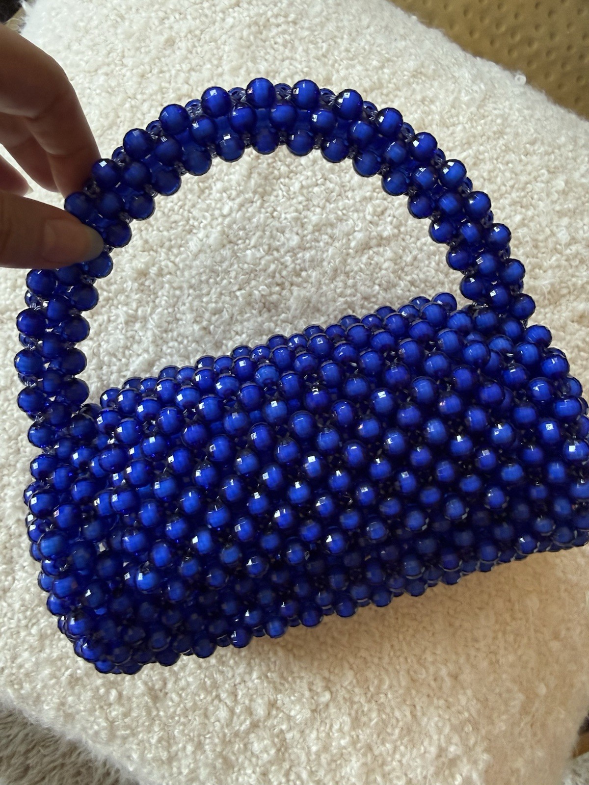 Perade Citron Aniya Cobalt Blue Beaded Mini Handbag | Handmade Statement Purse
