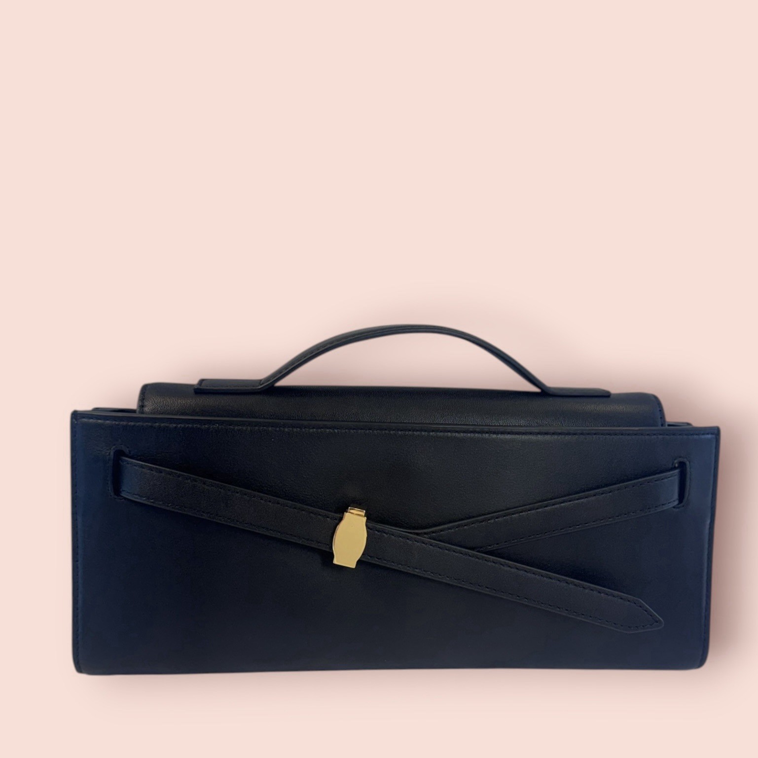 VERONICA BEARD Dash Belt Smooth Luxury Leather Clutch Top Handle Bag EUC $495