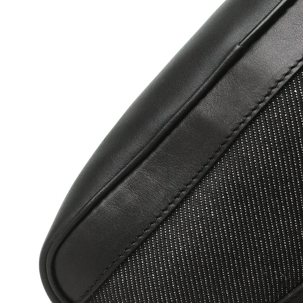 GUCCI Black Sherry Line Leather Canvas Shoulder Bag Accessory Pouch 92820