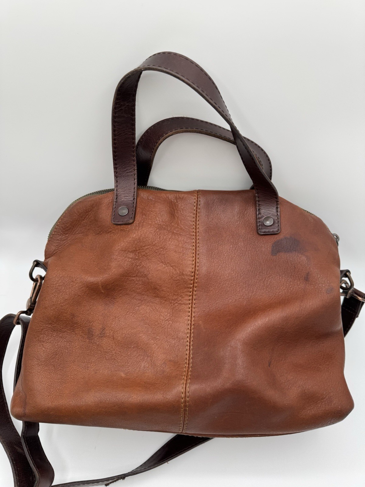 Vintage Pendleton Purse Cow Leather Tote/Bag Brown HAS STAINS