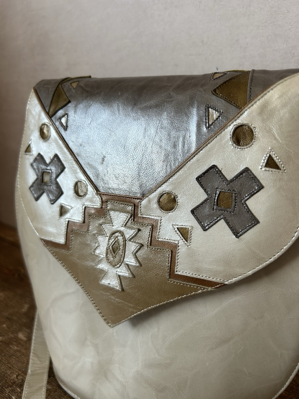 Margaret Jerrold Made In Spain Boho Leather Bucket Shoulder Bag