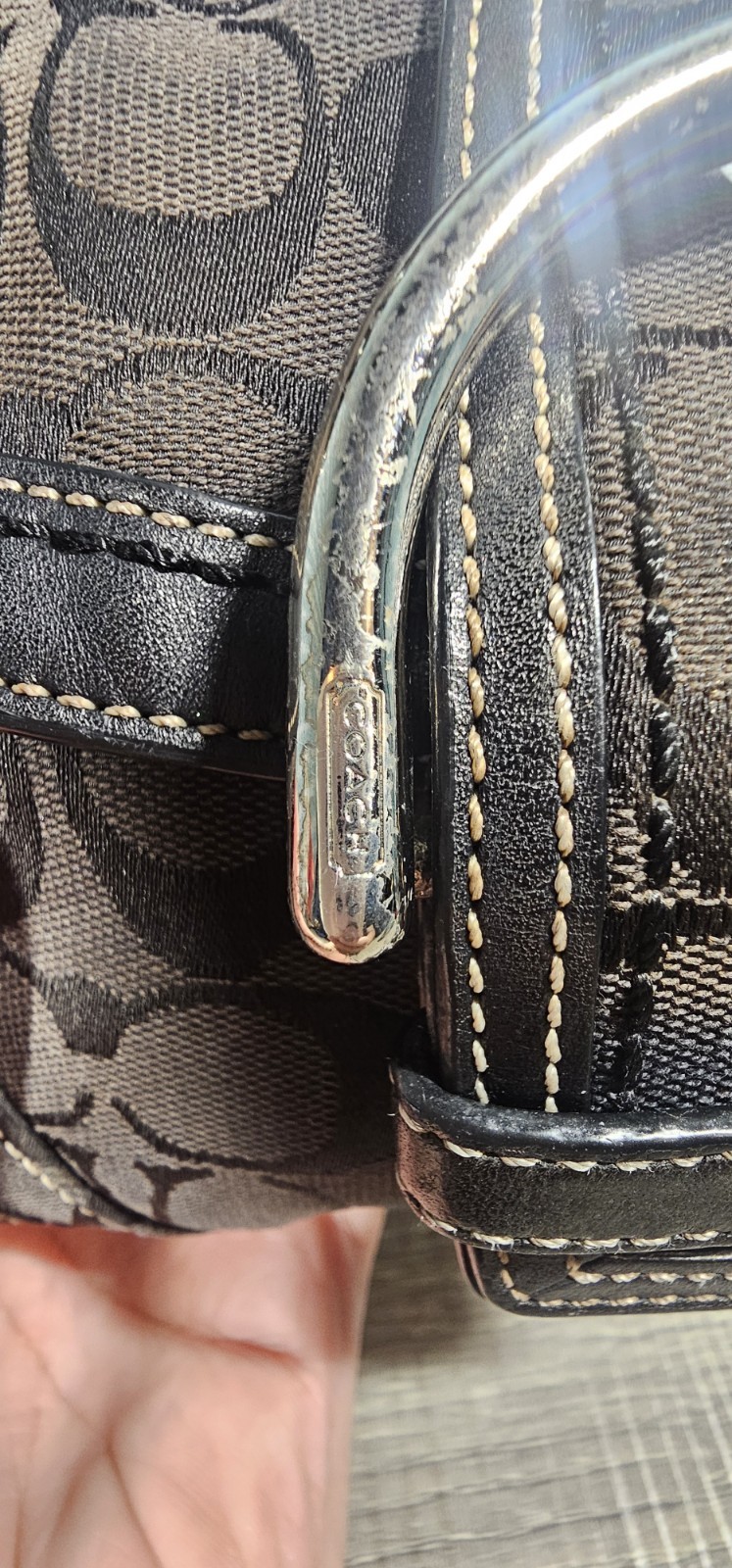 Coach Soho mini flap shoulder Signature C Jacquard bag black silver Hardware