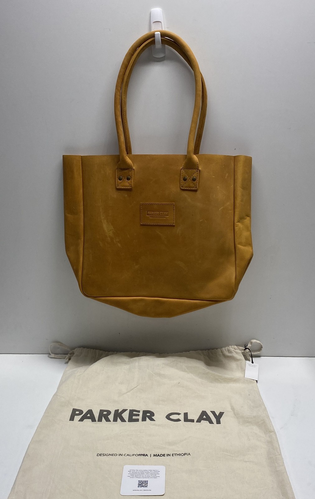Parker Clay Mustard Tan Leather Tote Bag Large Shoulder Bag NWT