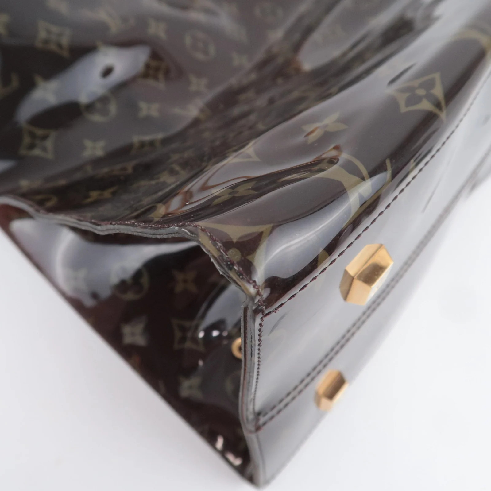 Louis Vuitton Monogram Vinyl Cabas Cruise Tote bag Gold HDW M50500 Authentic