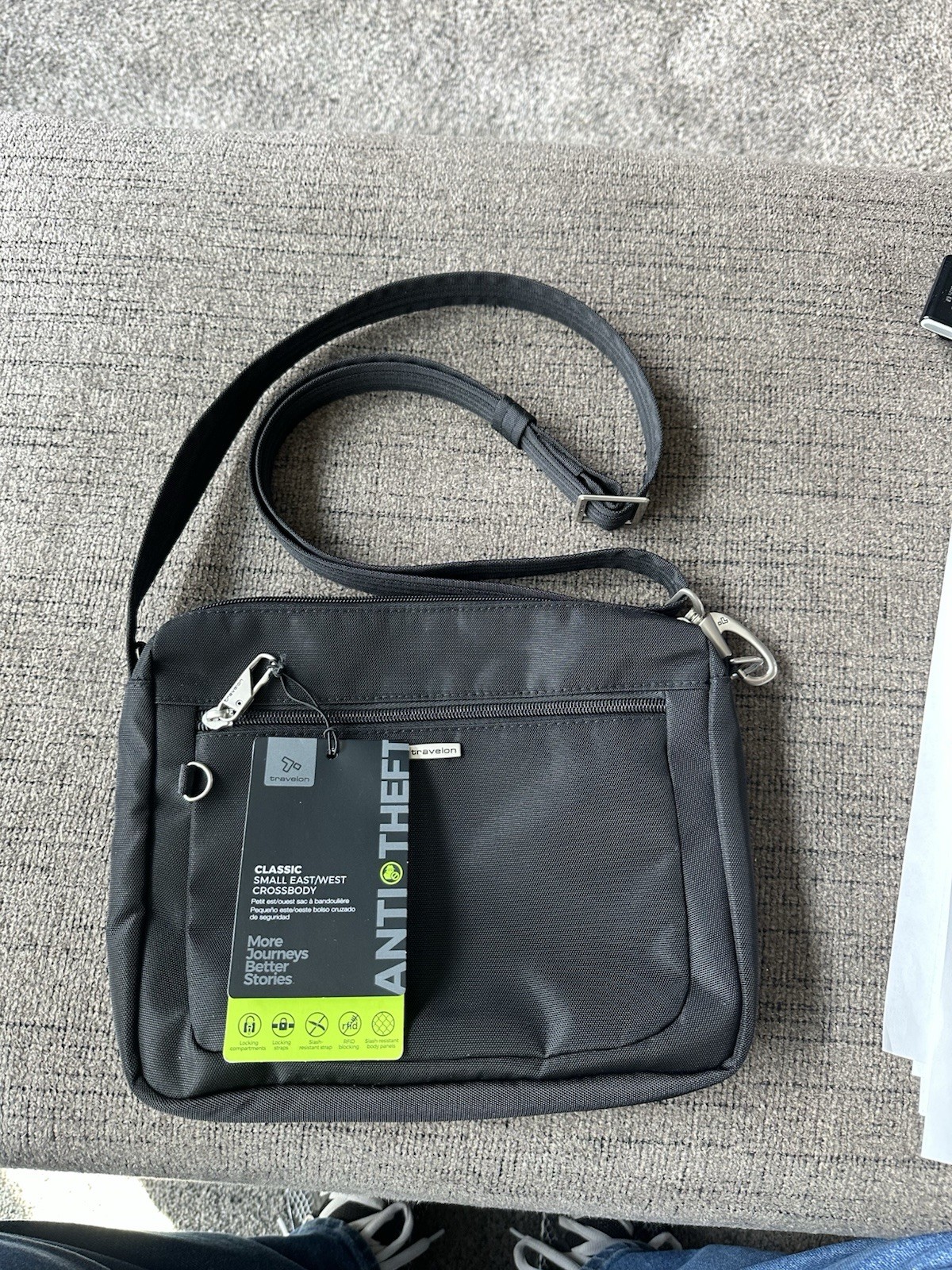 Travelon Anti-Theft Classic Small East/West Crossbody Travel Purse Security Bag