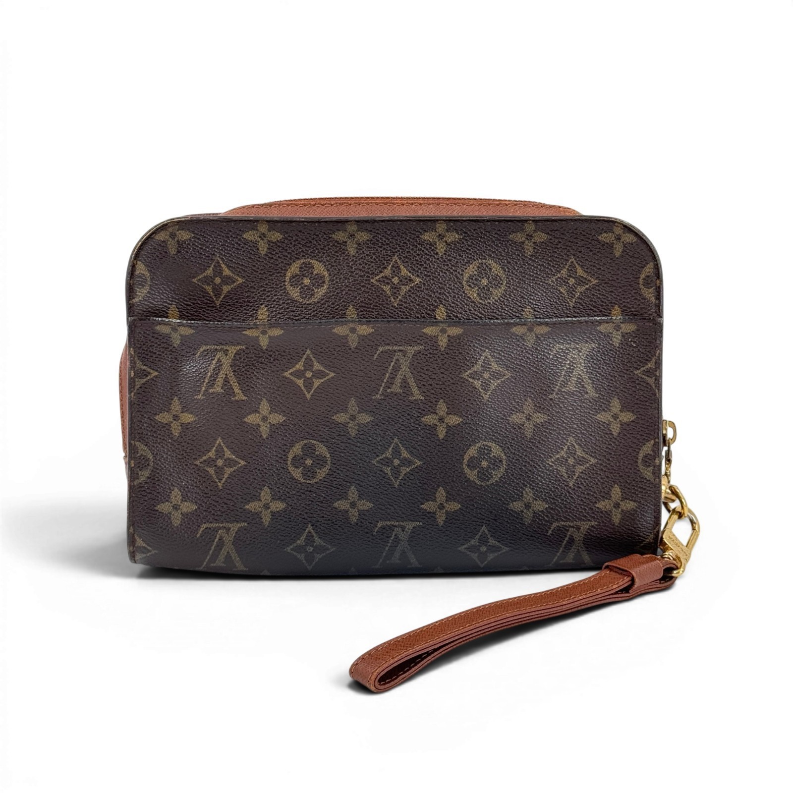LOUIS VUITTON Orsay Monogram Canvas Brown Zip Wrist Clutch Bag M51790