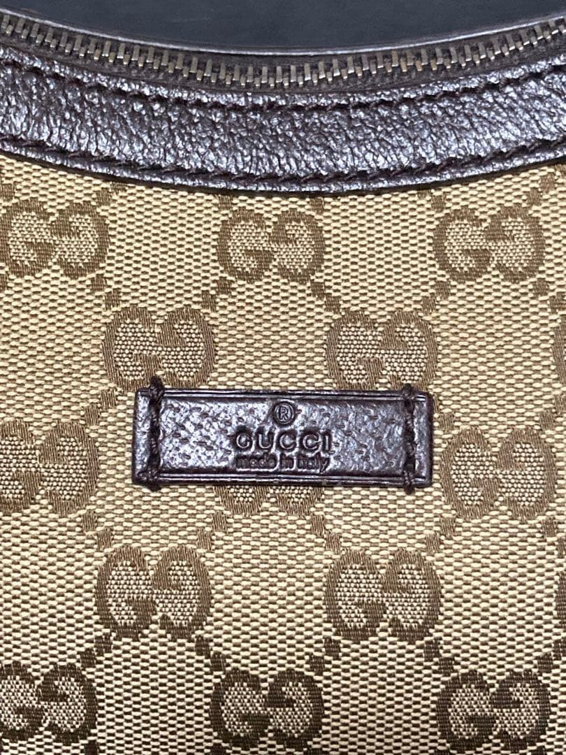 GUCCI GG Canvas Half Moon Messenger Shoulder Bag Brown Unisex 181092 Near Mint