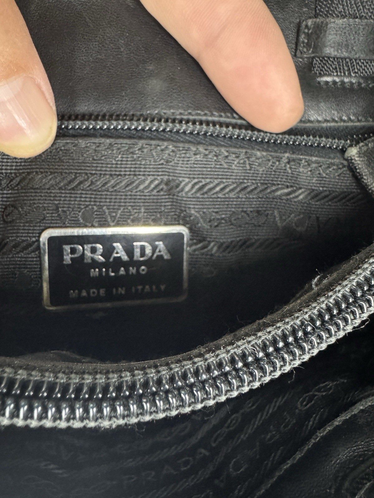 Prada Tessuto Triangle Logo Plate Nylon 2way Black Shoulder Tote Hand Bag