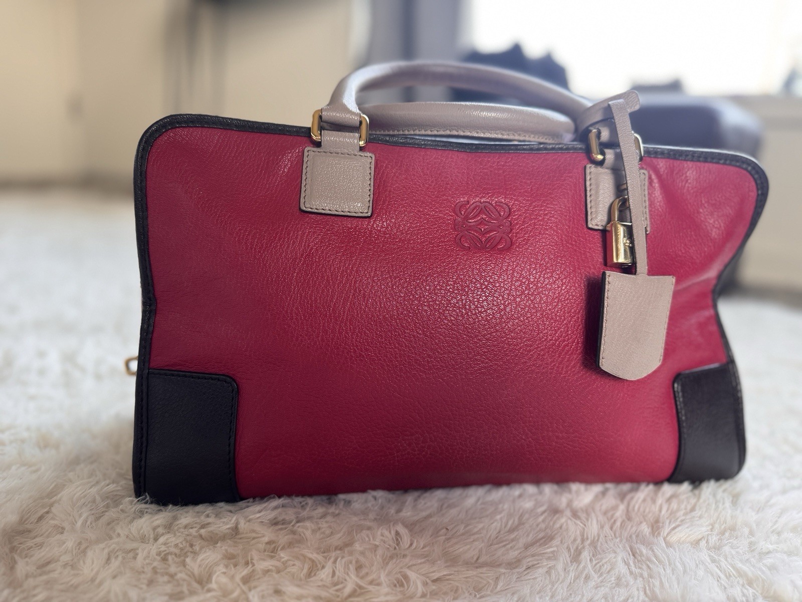 LOEWE Amazona 36 Tricolor Handbag – Goatskin Leather – Spain (AUTHENTIC)