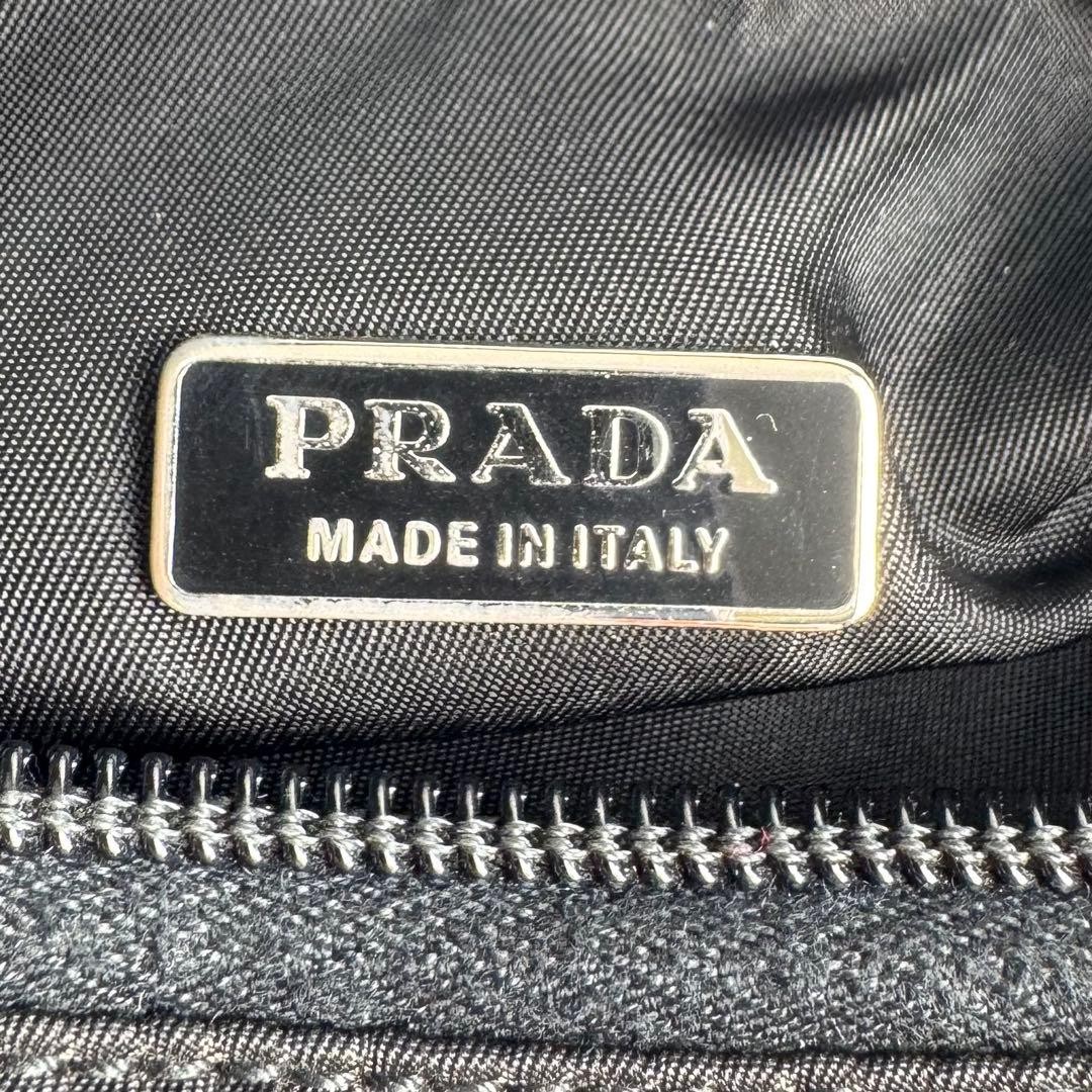 Prada Triangle One Shoulder Bag Nylon Black Used Authentic
