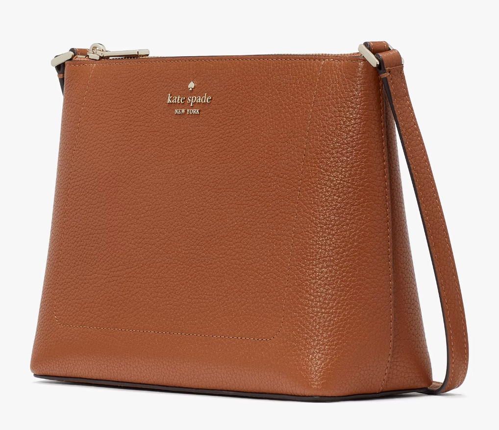 Kate Spade Leila Crossbody Bag Brown Pebbled Leather Purse KG464 NWT $299 CL