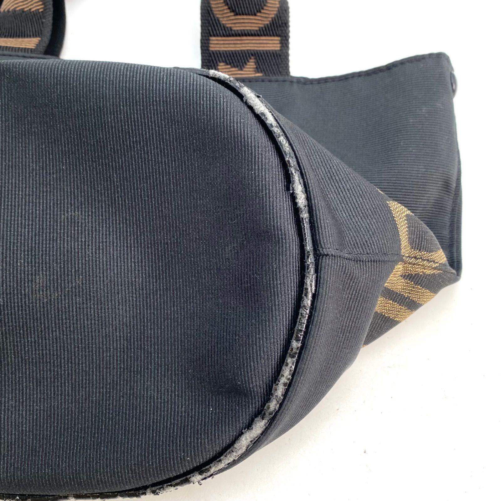 Fendi Mini Lunch Hand Tote Bag Black Canvas Logo Formal 18.5cm GA327