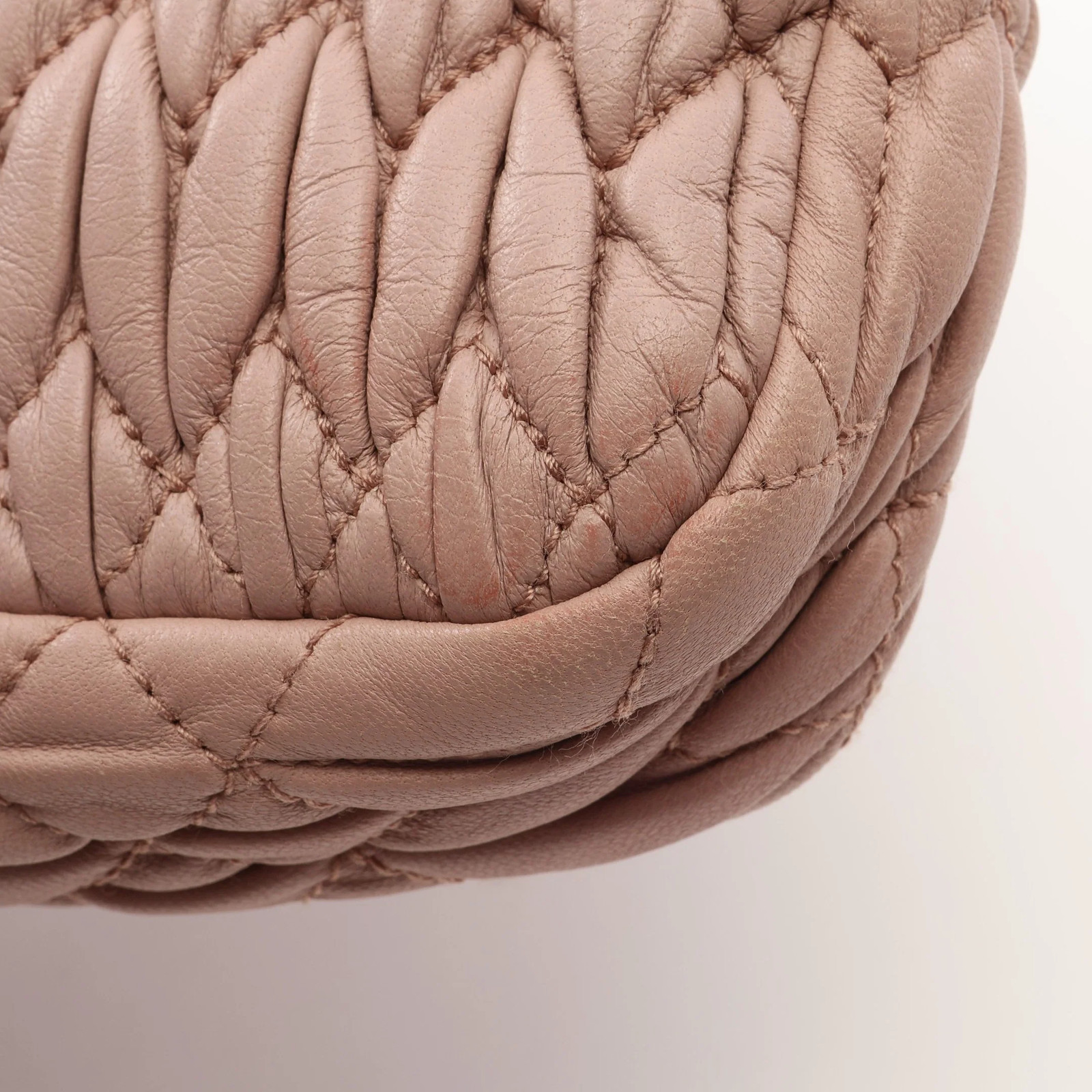 miu miu 2WAY Shoulder Bag Beige Leather #RCB14057