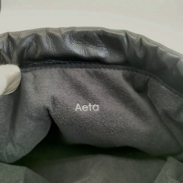 Aeta Tote Bag Leather Pouch Drawstring bag black 6-0628G∞